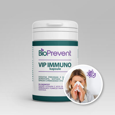 VIP IMMUNO – Dodatak prehrani s gljivama (kordiceps, shiitake, reishi) i šipkom s prirodnim vitaminom C